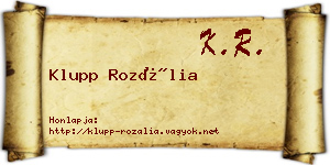 Klupp Rozália névjegykártya
